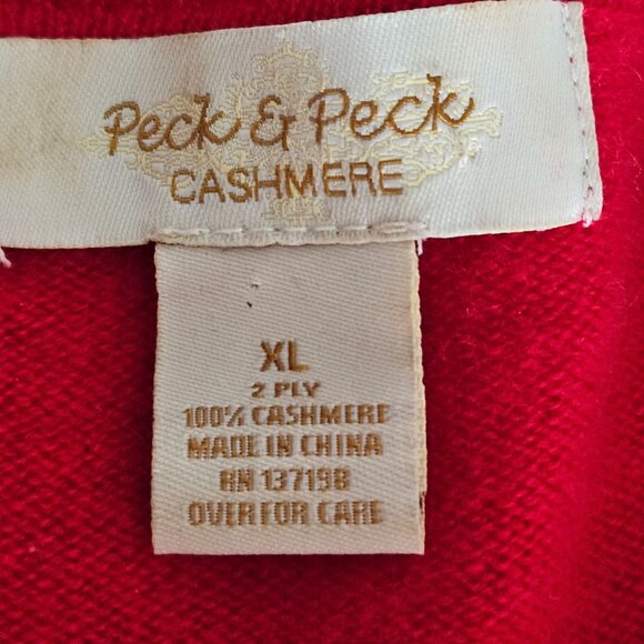 Peck & Peck Womens 2 Ply 100% Cashmere Sweater Large Red Classic - Picture 7 of 7